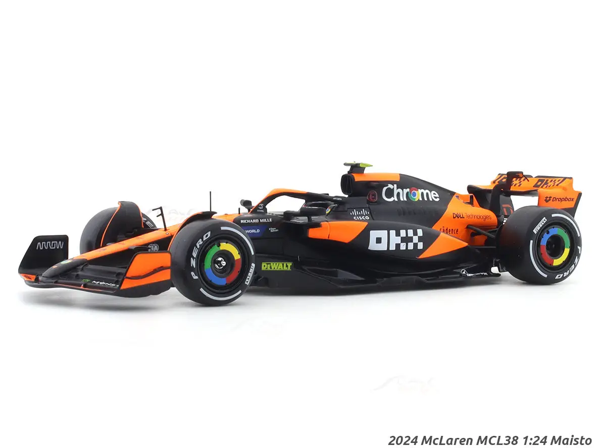 2024 McLaren MCL38 No.4 with figure 1:24 Bburago licensed diecast Scale Model car collectible view 2