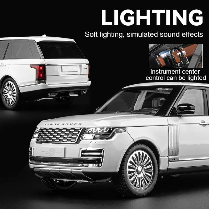 1/18 Scale Range Rover SUV Alloy Car Diecast Toy Vehicles Car Model with Openable Doors & Sound, Light Pull Back car Toys for Kids [Big Size] (Black) view 4