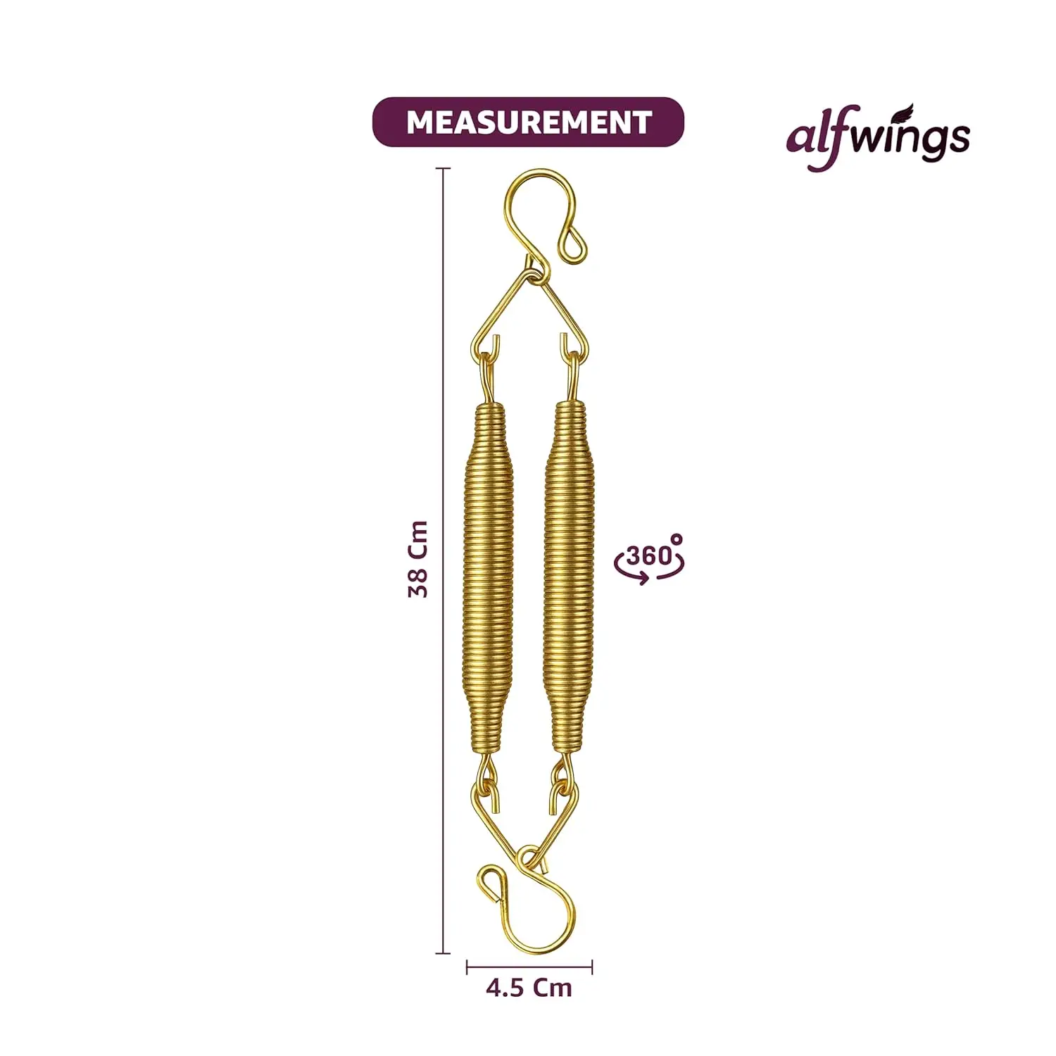 Baby Cradle Spring | Straight Hanging Spring for Thottil Hook for Swing | Up to 15Kg | Gold view 2