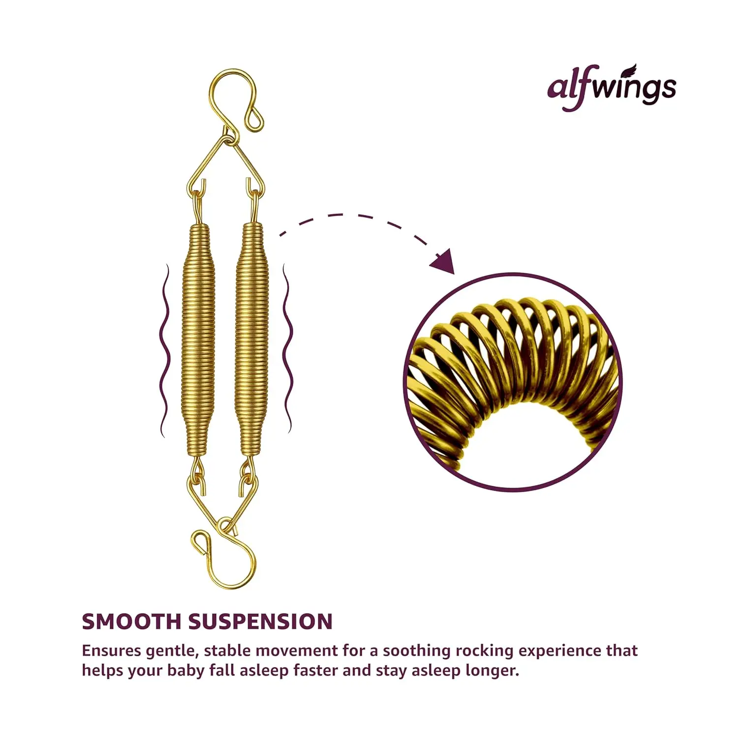 Baby Cradle Spring | Straight Hanging Spring for Thottil Hook for Swing | Up to 15Kg | Gold view 5