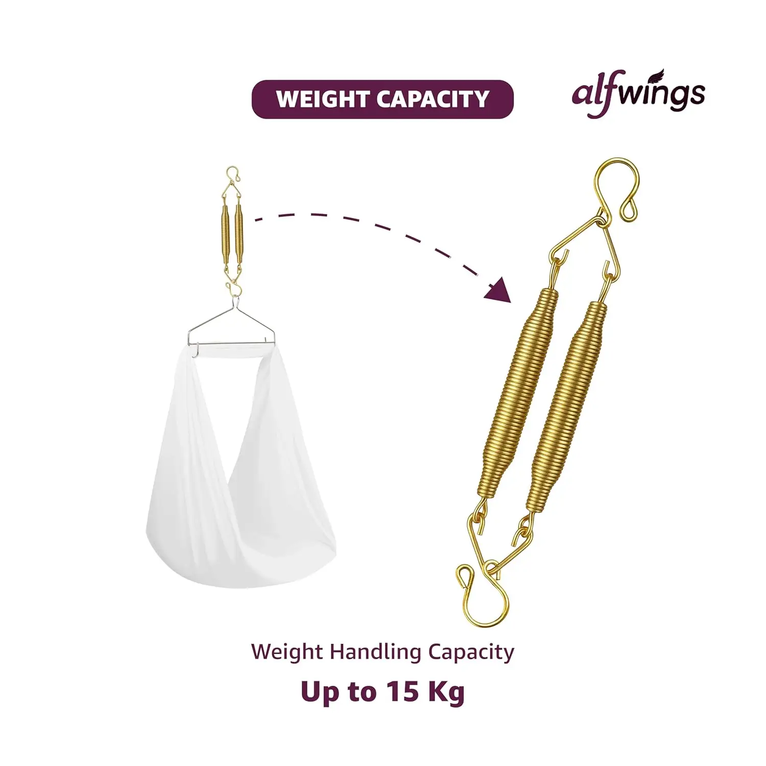Baby Cradle Spring | Straight Hanging Spring for Thottil Hook for Swing | Up to 15Kg | Gold view 6