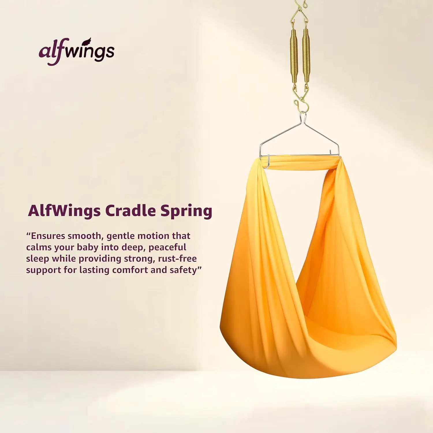 Baby Cradle Spring | Straight Hanging Spring for Thottil Hook for Swing | Up to 15Kg | Gold view 7