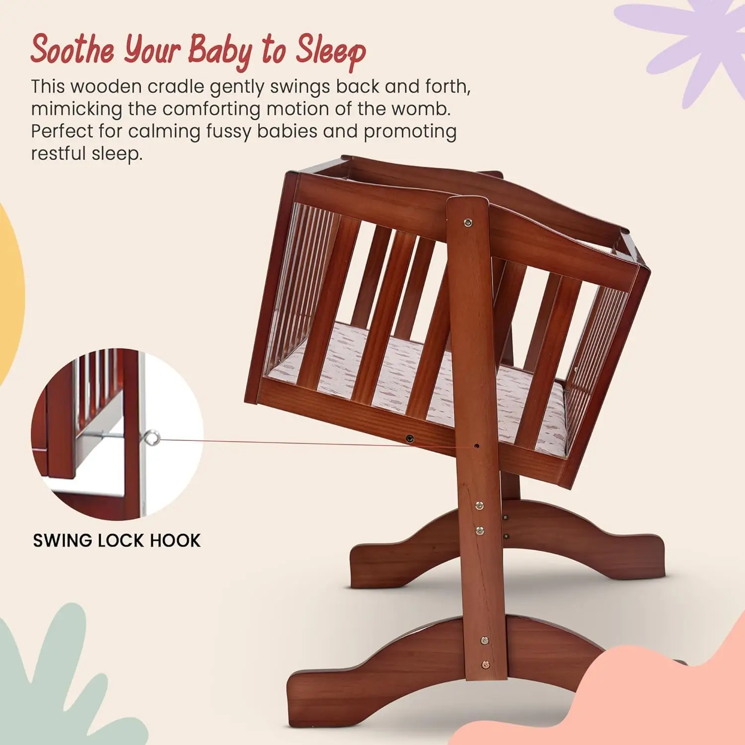 BAYBEE Pine Wood Wood Cradle view 3