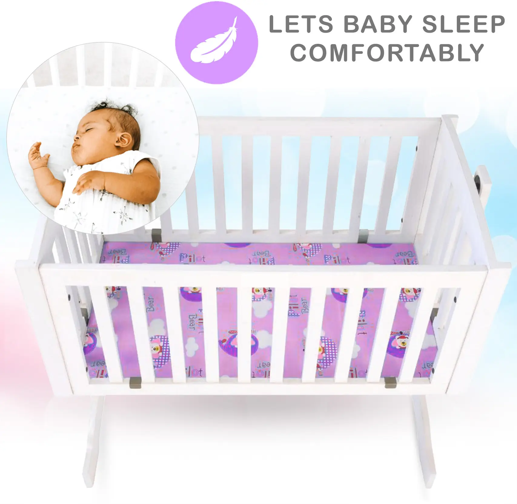 Little Olive Cozy Wooden Cot Cradle For New Born - White view 3
