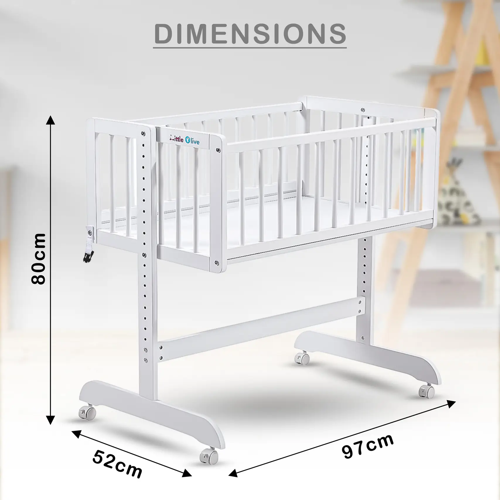 Little Olive Cozy Wooden Cot Cradle For New Born - White view 5