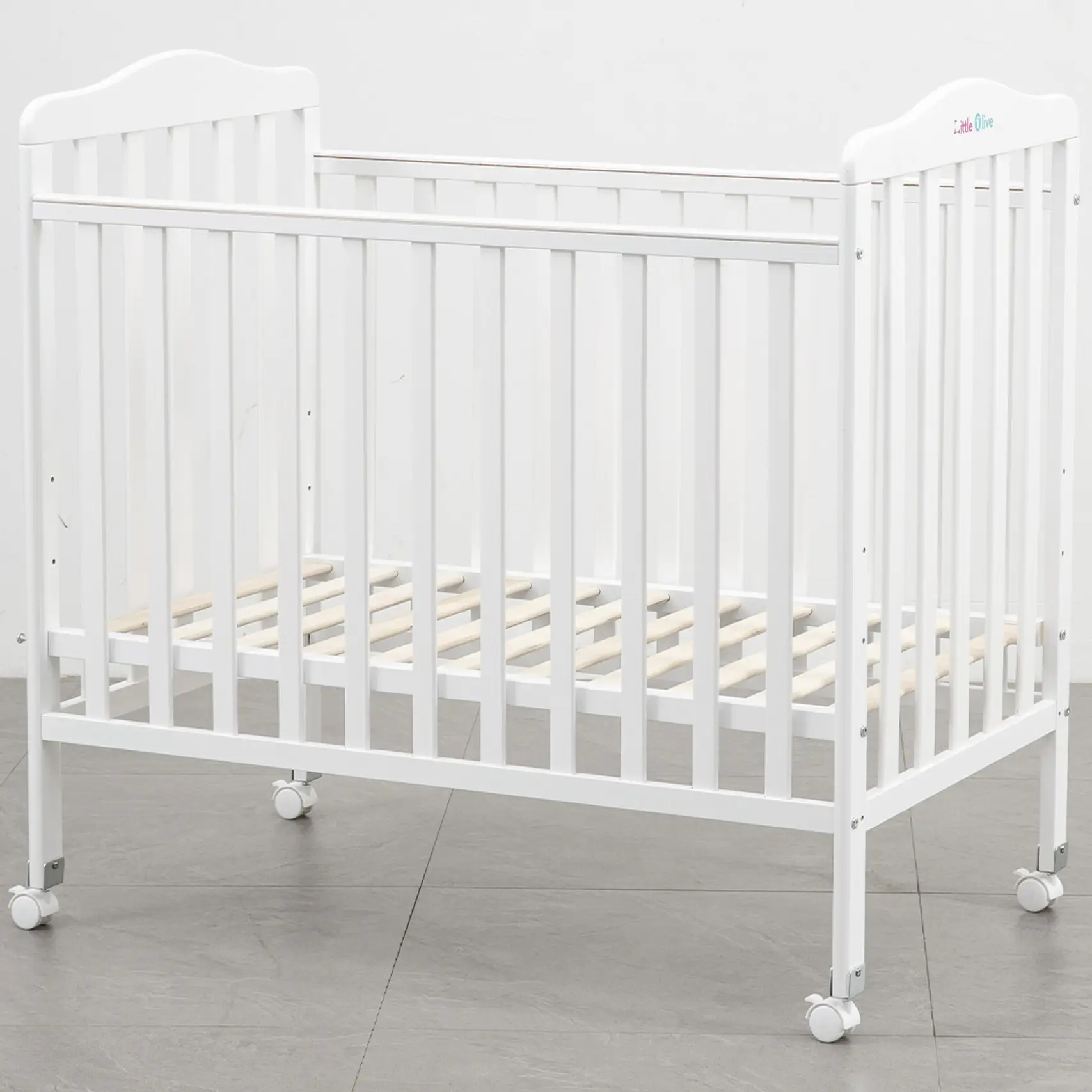 Little Olive Star Wooden Baby Cot For New Born - White Cot (Snow White)