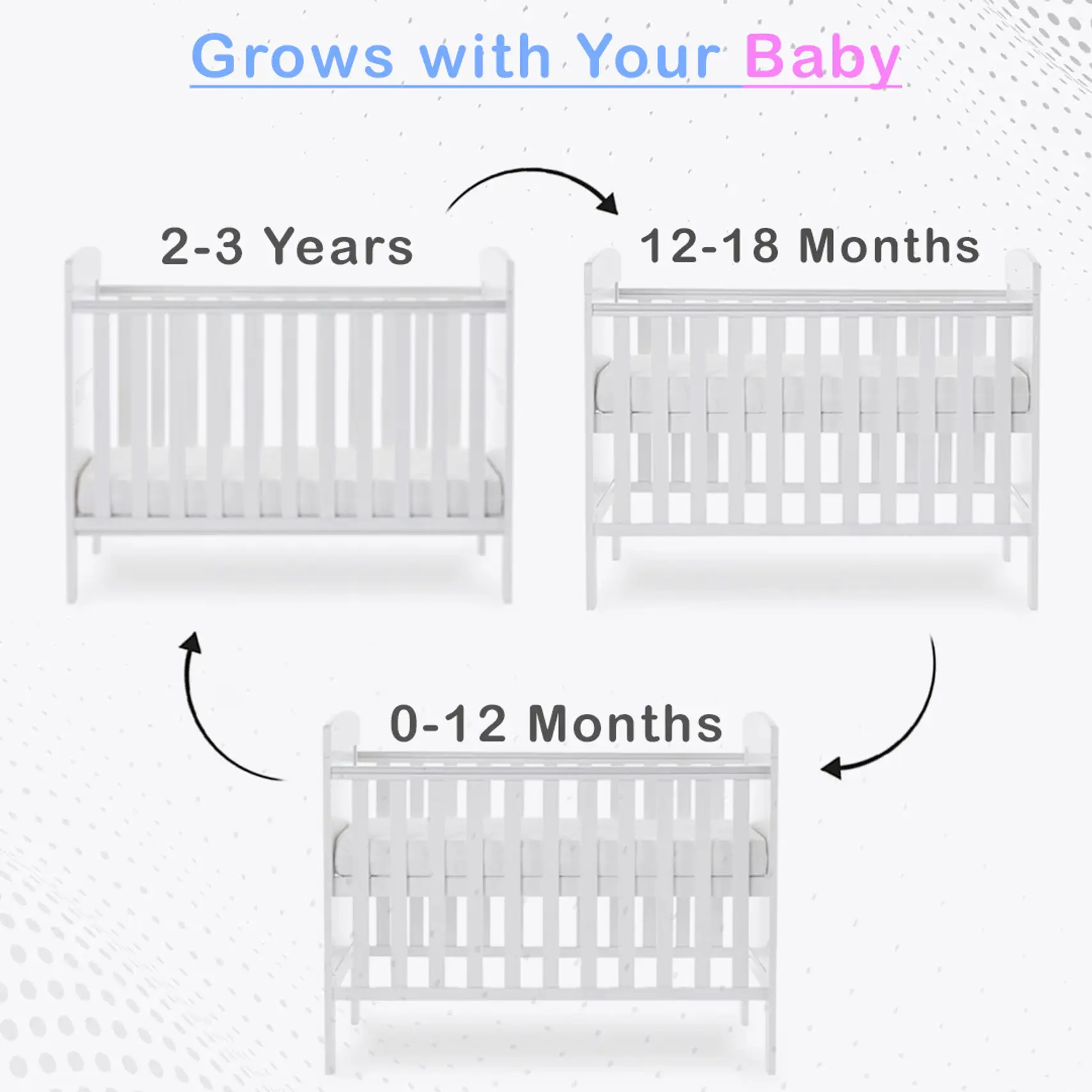 Little Olive Star Wooden Baby Cot For New Born - White Cot (Snow White) view 3