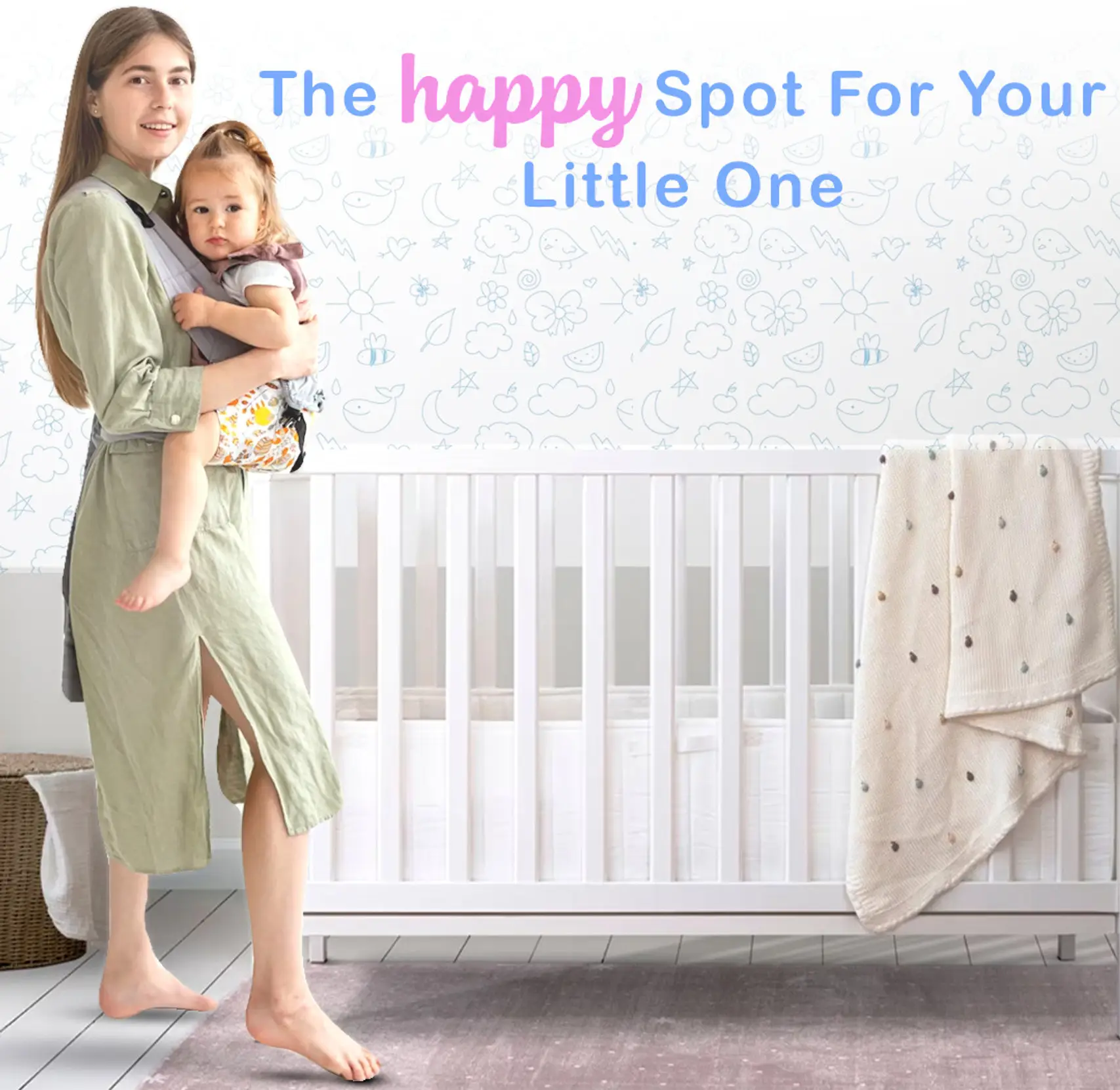 Little Olive Star Wooden Baby Cot For New Born - White Cot (Snow White) view 4