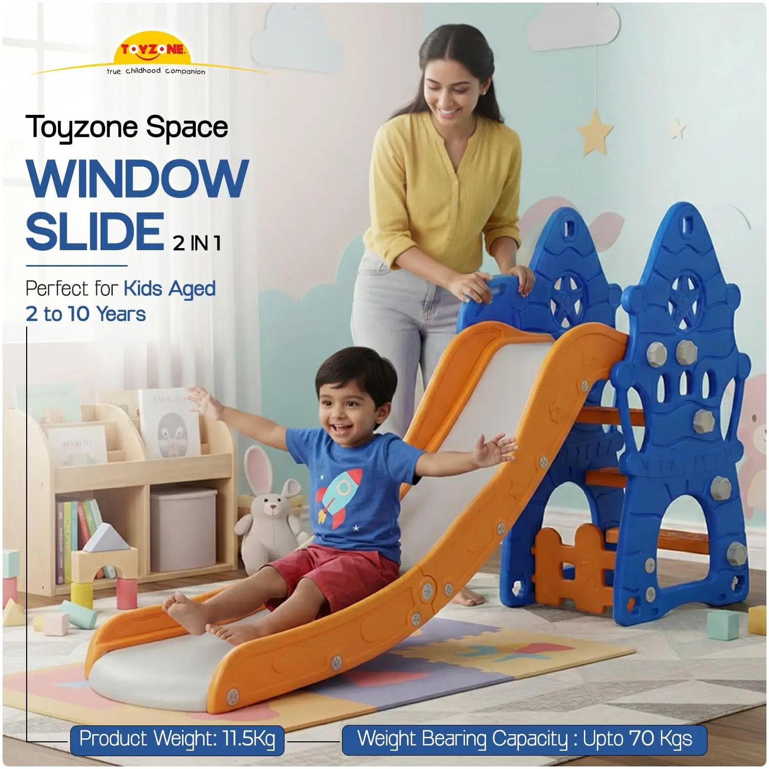 Toyzone Star Fish Castle Slide for Kids | Baby Play Slide | Indoor & Outdoor Kids Slider | Easy Assembly | Safe Rounded Design | BIS Certified|Made in India|Kids Slide for 2-12 Years, Upto 70 kgs view 3