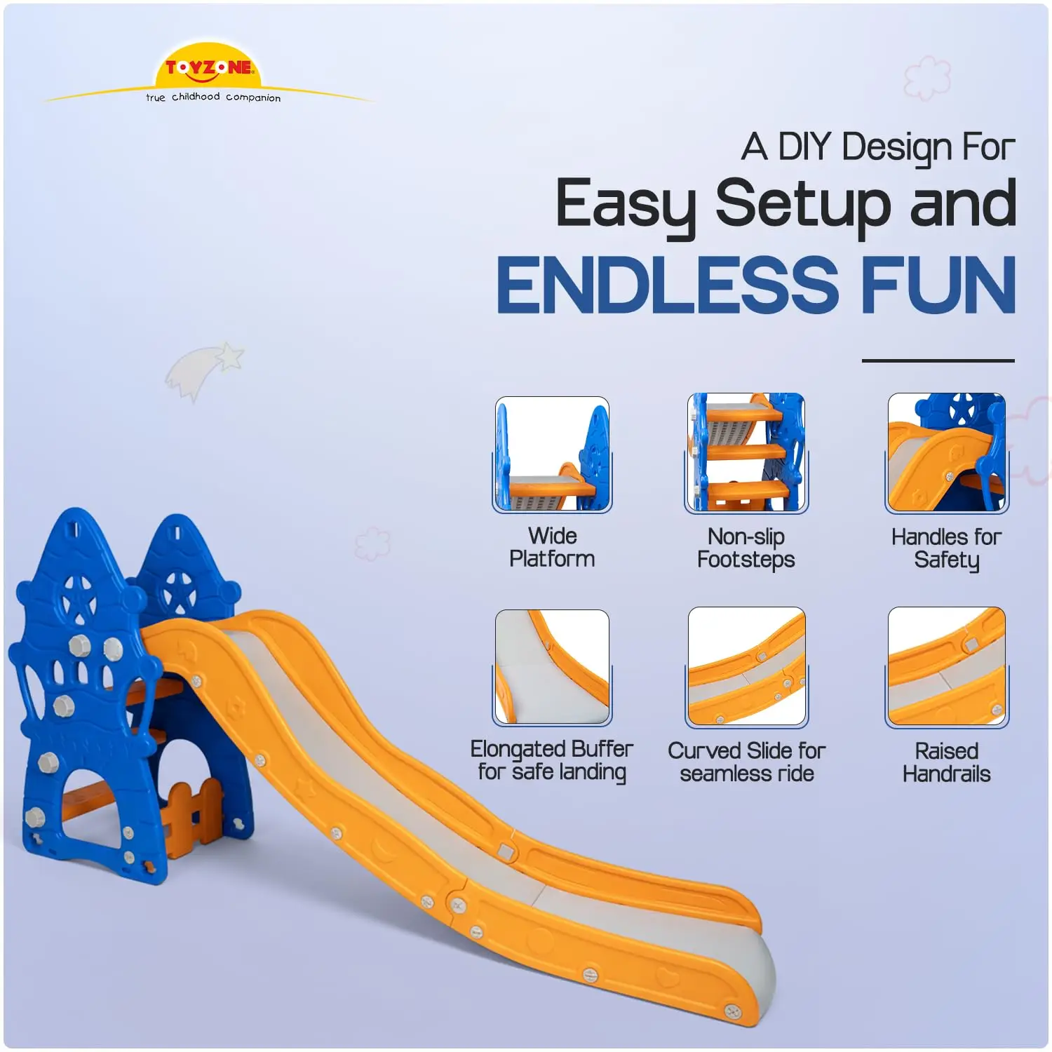Toyzone Star Fish Castle Slide for Kids | Baby Play Slide | Indoor & Outdoor Kids Slider | Easy Assembly | Safe Rounded Design | BIS Certified|Made in India|Kids Slide for 2-12 Years, Upto 70 kgs view 4