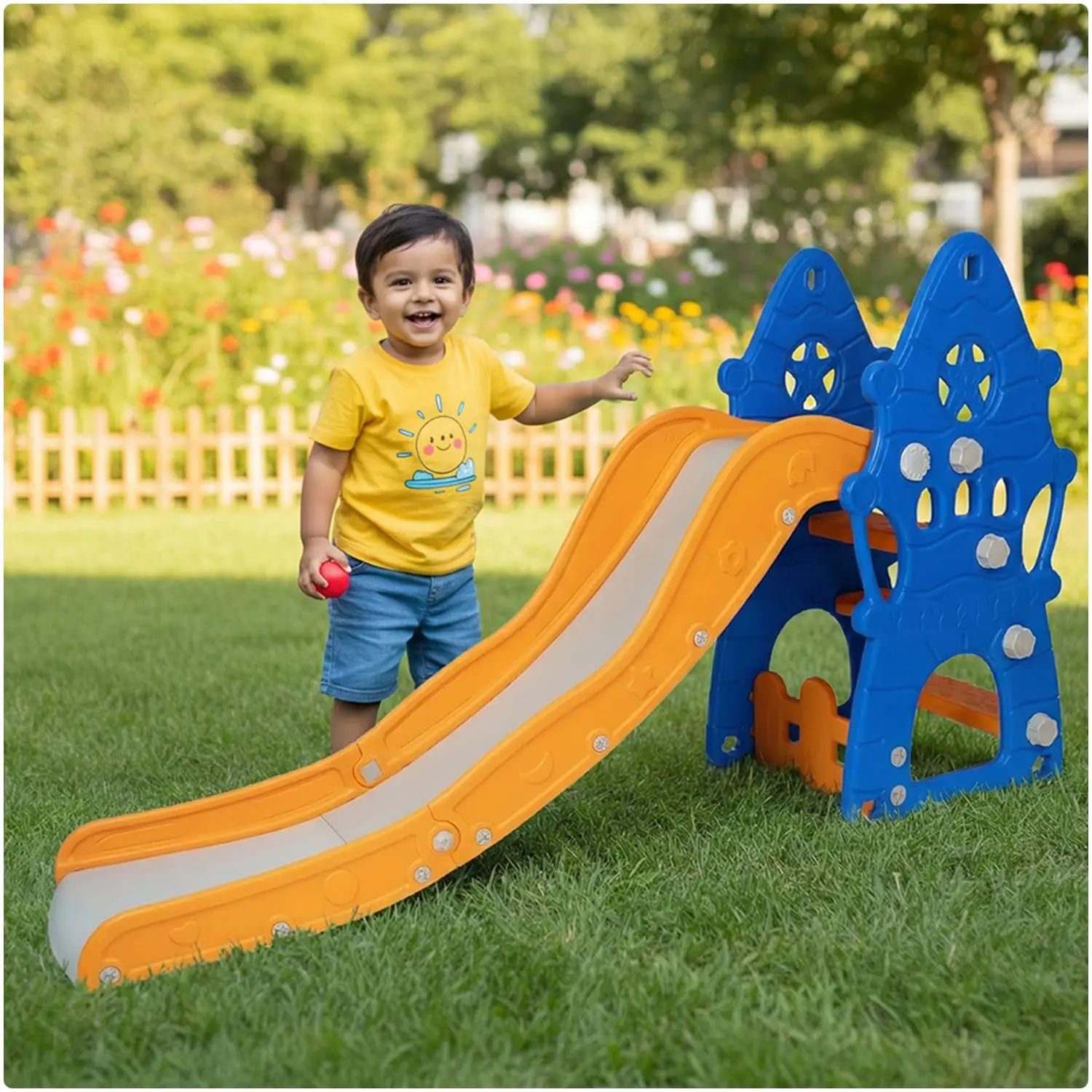 Toyzone Star Fish Castle Slide for Kids | Baby Play Slide | Indoor & Outdoor Kids Slider | Easy Assembly | Safe Rounded Design | BIS Certified|Made in India|Kids Slide for 2-12 Years, Upto 70 kgs view 6
