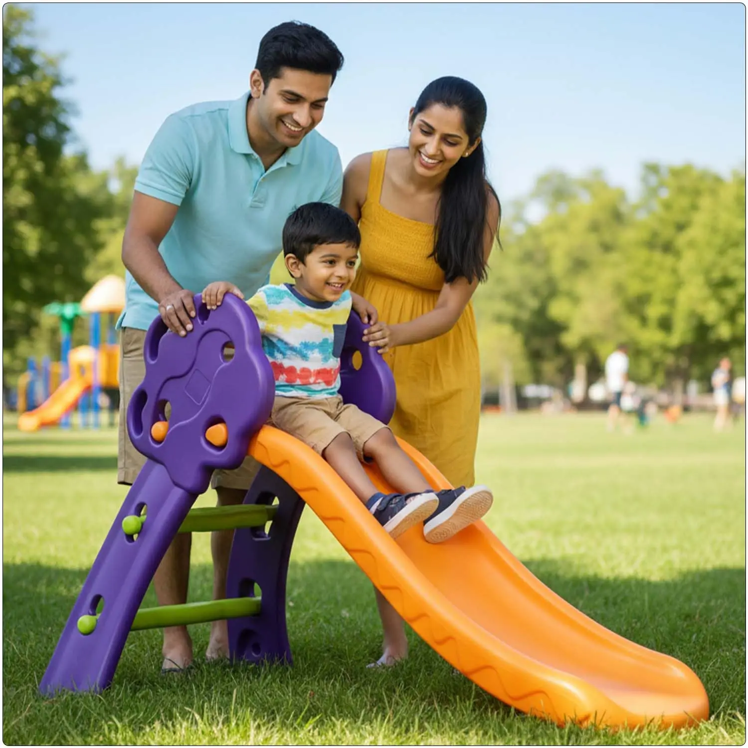 Toyzone Tree Slide - Purple & Orange | Baby Play Slide | Indoor & Outdoor Baby Slider | Easy Assembly | Safe Rounded Design | Kids Slide for 3-5 Years