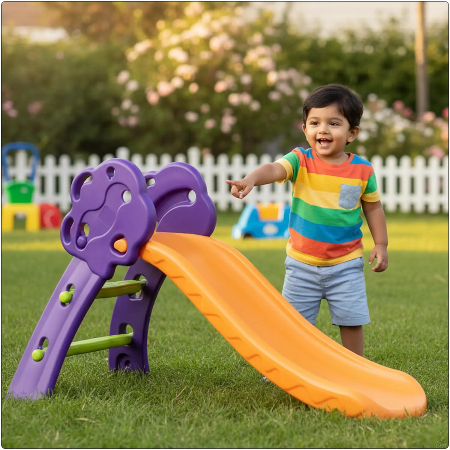Toyzone Tree Slide - Purple & Orange | Baby Play Slide | Indoor & Outdoor Baby Slider | Easy Assembly | Safe Rounded Design | Kids Slide for 3-5 Years view 6