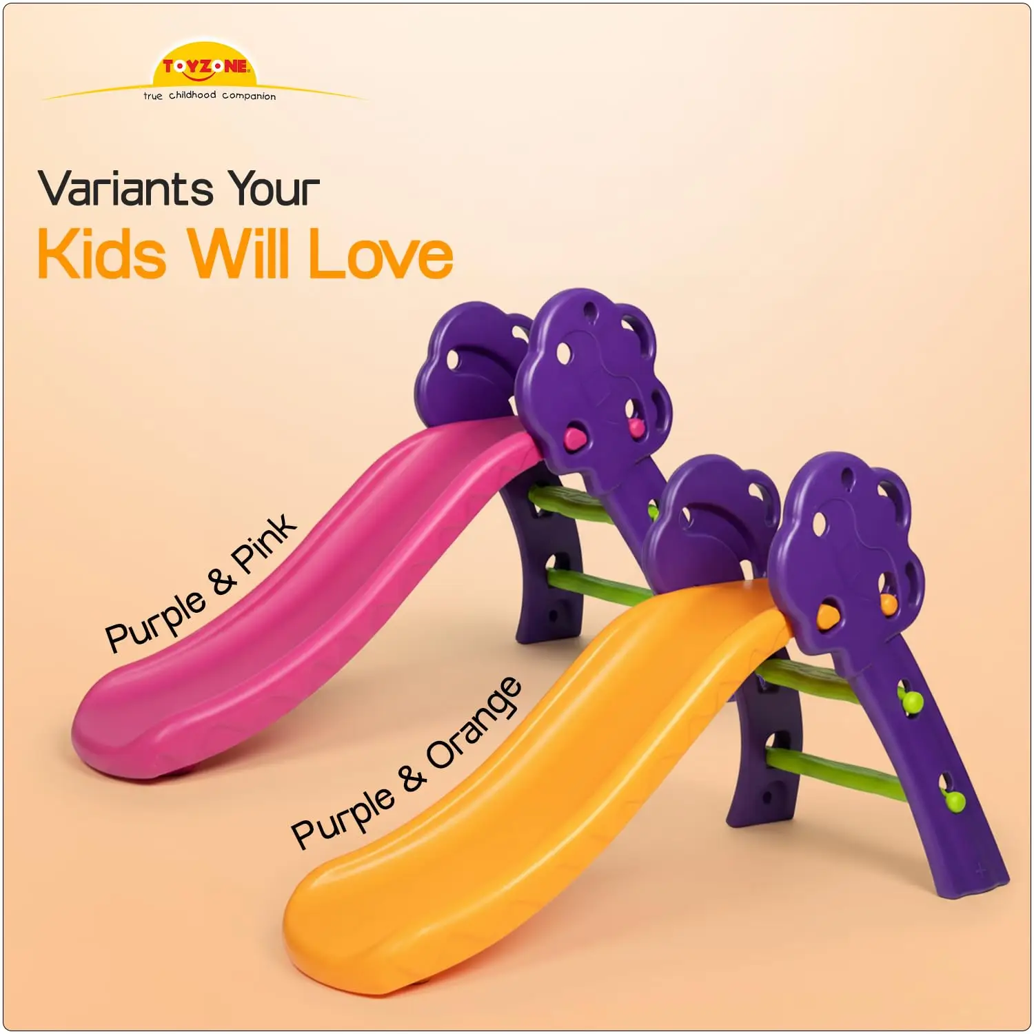 Toyzone Tree Slide - Purple & Orange | Baby Play Slide | Indoor & Outdoor Baby Slider | Easy Assembly | Safe Rounded Design | Kids Slide for 3-5 Years view 9