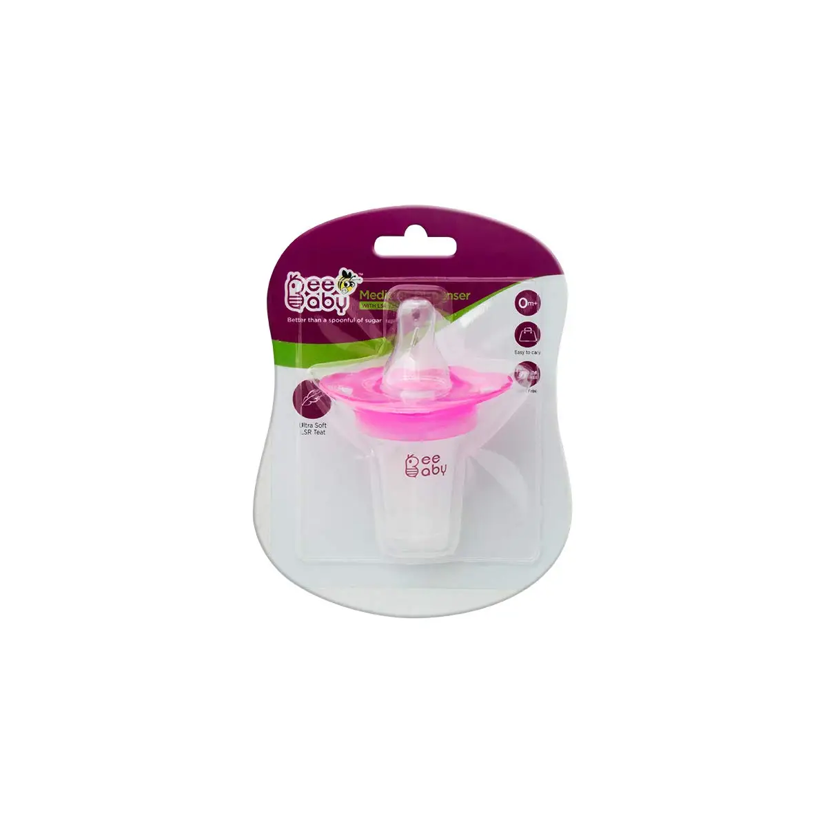 BeeBaby Medicine Dispenser with Soft Silicone Nipple for Newborn. (Pink) view 4