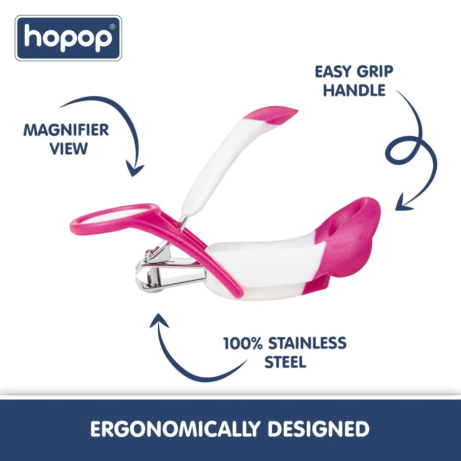 Nail Clipper with Magnifying Glass-Baby Nail Clipper, Infant Child Nail Care Tool with Magnifying Glass (pink ) view 3