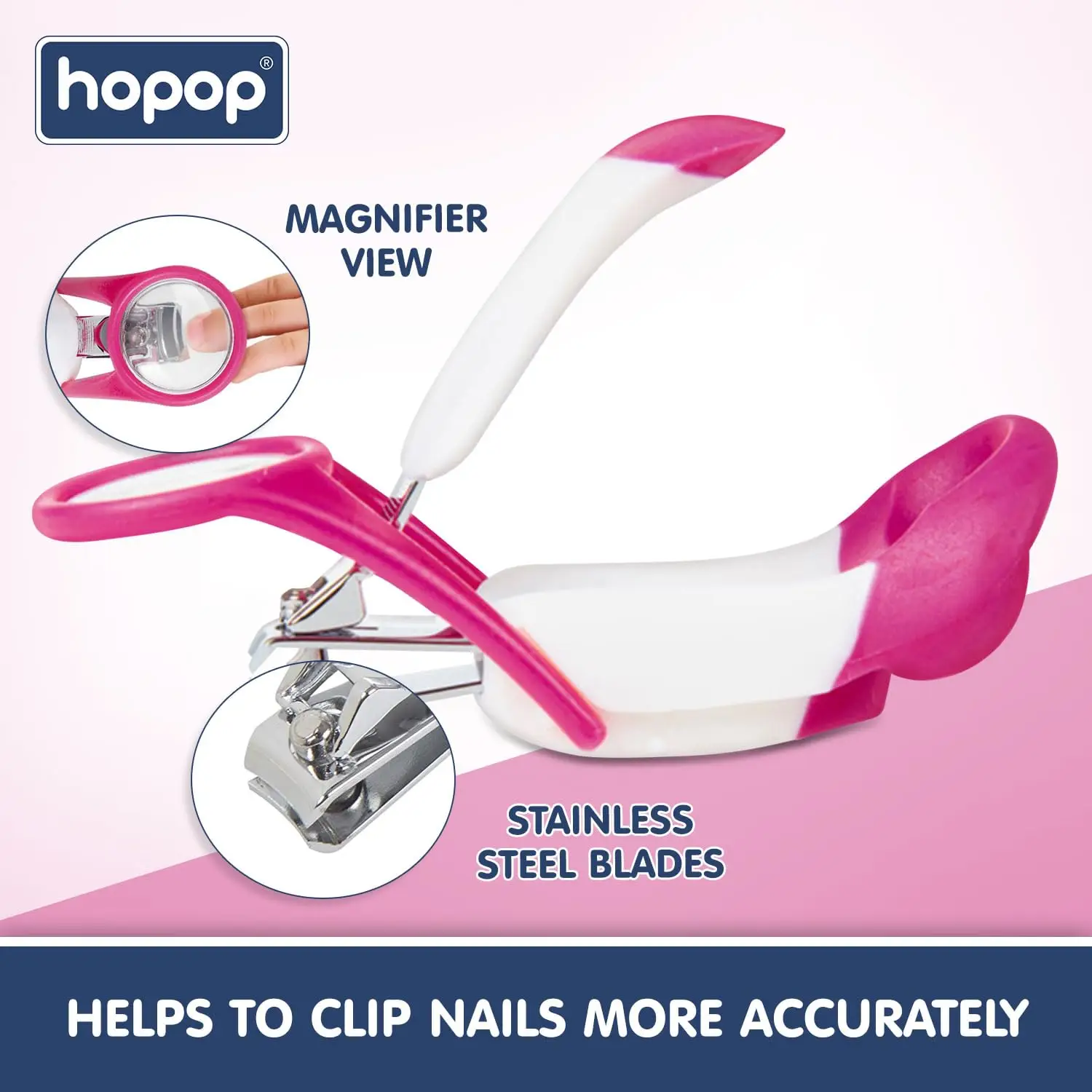 Nail Clipper with Magnifying Glass-Baby Nail Clipper, Infant Child Nail Care Tool with Magnifying Glass (pink ) view 4