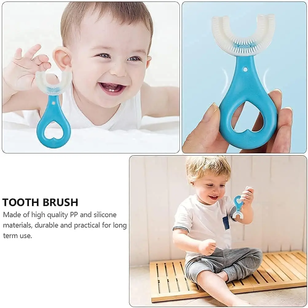 U Shaped Toothbrush for Kids, Food Grade Soft Silicone Brush Head, 360° Oral Teeth Cleaning Tools, Children Infant U Shape Manual Toothbrush (1.5 to 6 Years... pink view 7