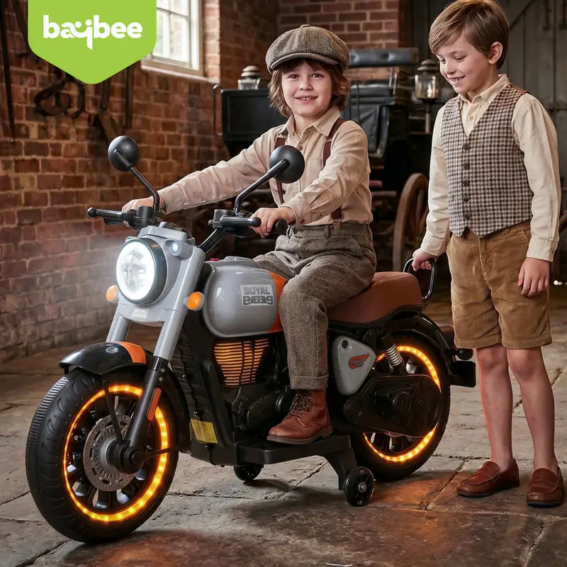 Baybee Classy Baby Battery Operated Bike for Kids with Hand Accelerator gray view 2