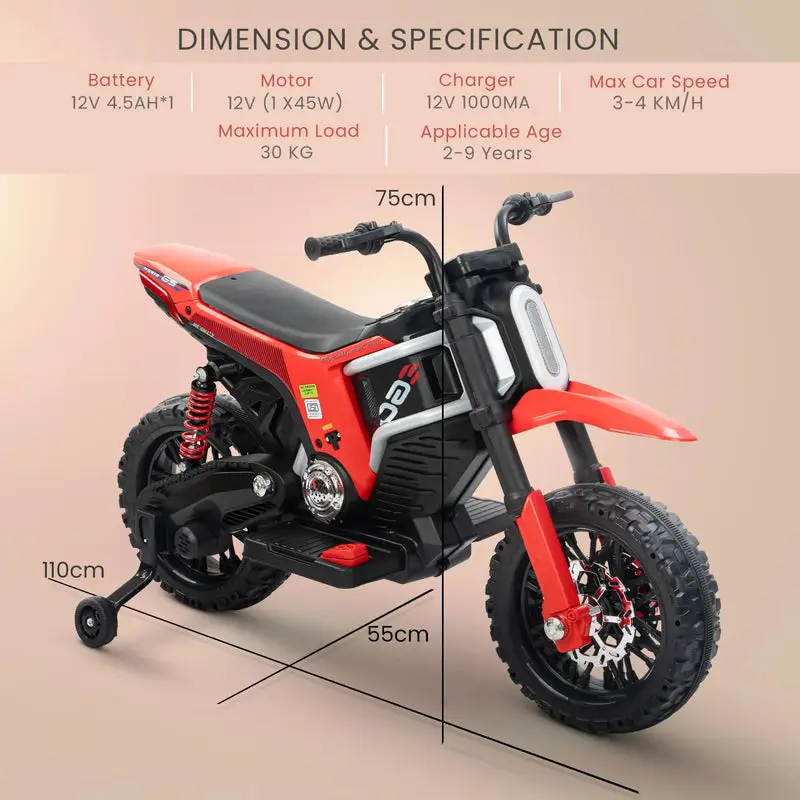Baybee Motocross Electric Bike for Kids red view 7