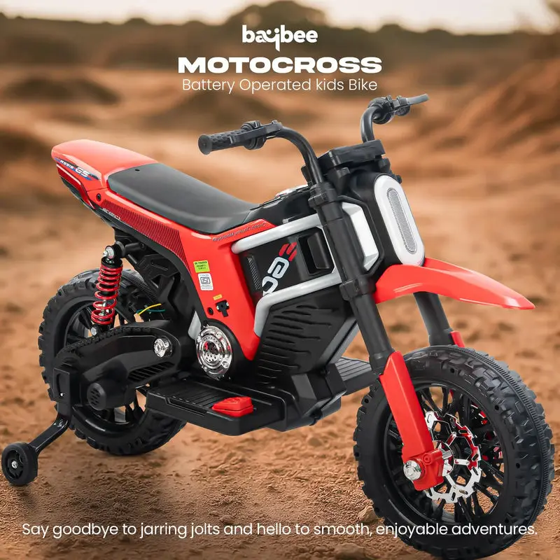 Baybee Motocross Electric Bike for Kids red view 8