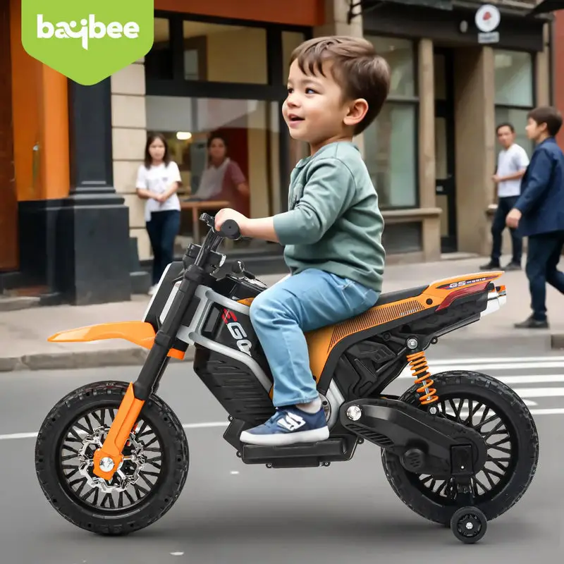 Baybee Motocross Electric Bike for Kids yellow view 2