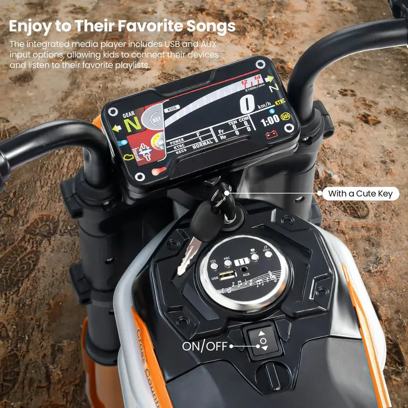 Baybee Motocross Electric Bike for Kids yellow view 3