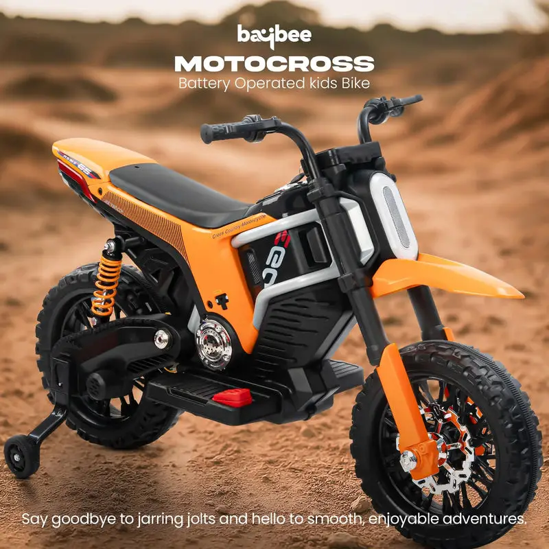 Baybee Motocross Electric Bike for Kids yellow view 8