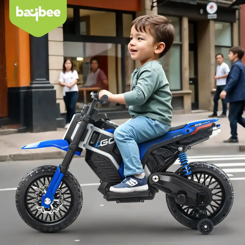Baybee Motocross Electric Bike for Kids blue view 2
