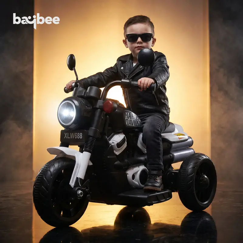Baybee Ronin Battery Operated Bike for Kids black & wight view 2