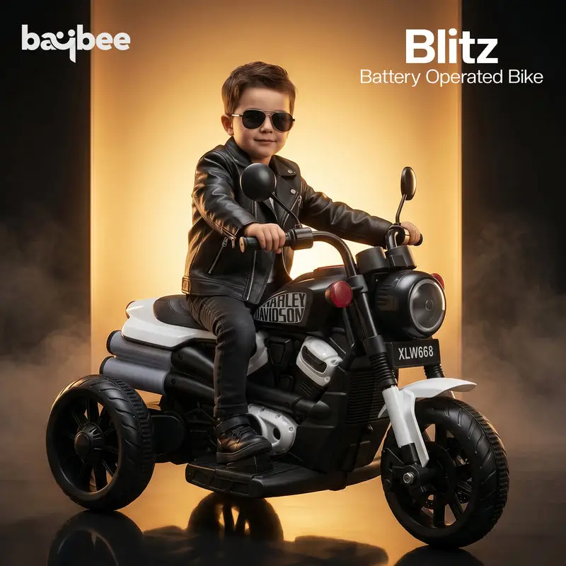 Baybee Ronin Battery Operated Bike for Kids black & wight view 3