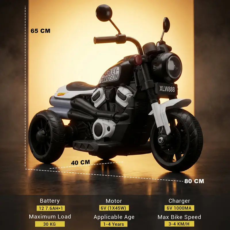 Baybee Ronin Battery Operated Bike for Kids black & wight view 8
