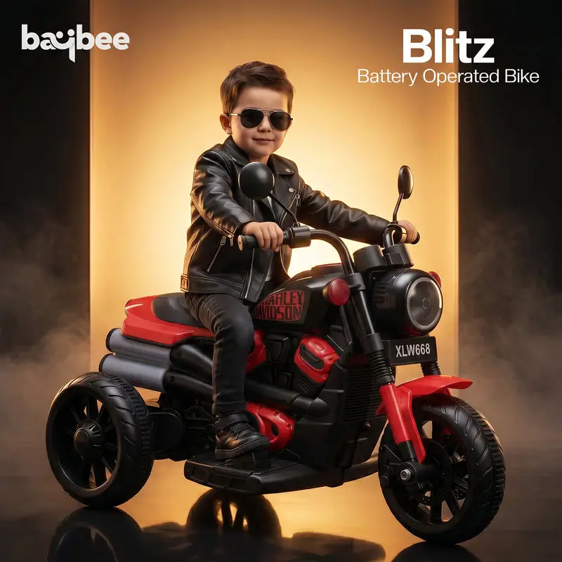 Baybee Ronin Battery Operated Bike for Kids red & black view 3