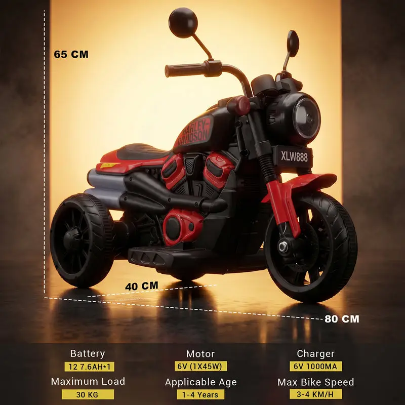 Baybee Ronin Battery Operated Bike for Kids red & black view 8