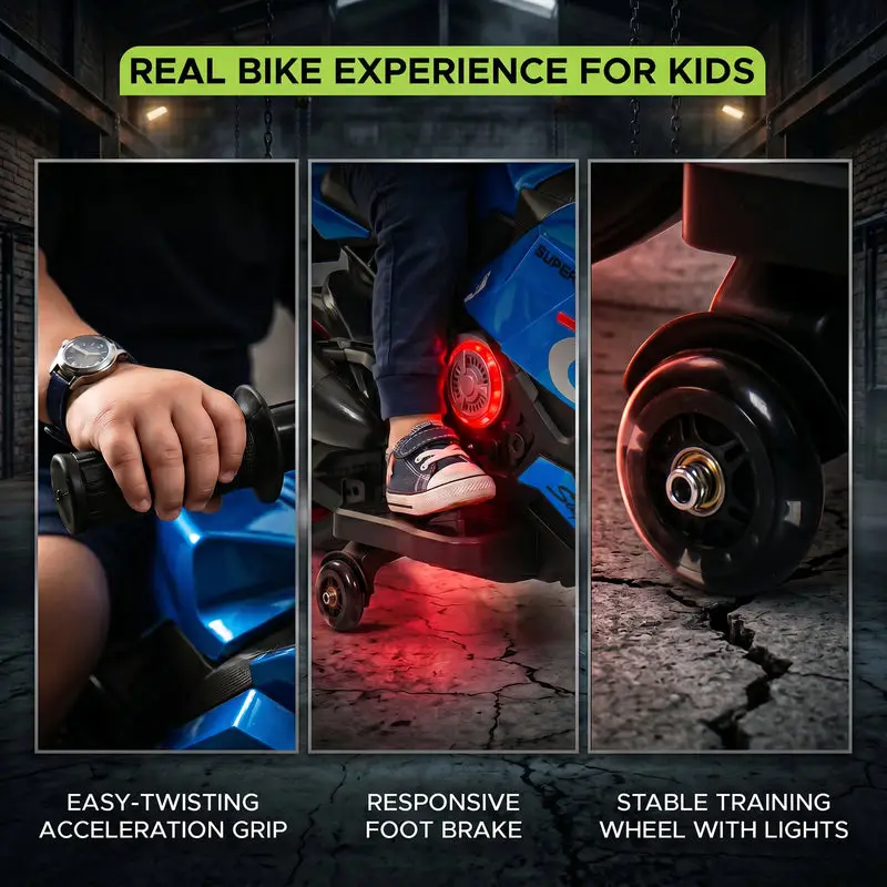 Baybee A7 Baby Electric Bike for Kids Rechargeable Battery Bike blue view 7