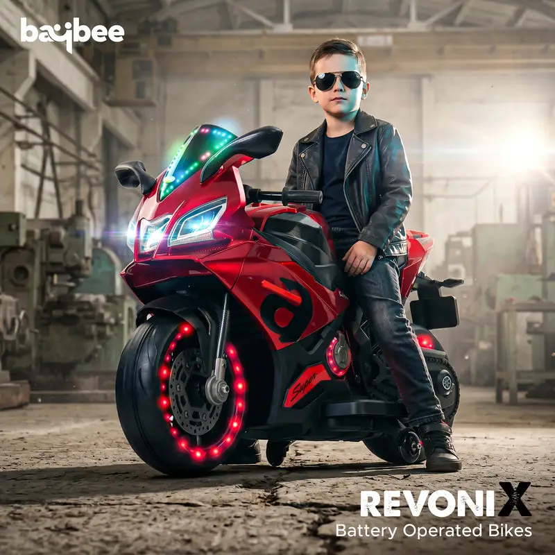Baybee A7 Baby Electric Bike for Kids Rechargeable Battery Bike red