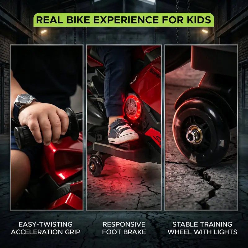 Baybee A7 Baby Electric Bike for Kids Rechargeable Battery Bike red view 7