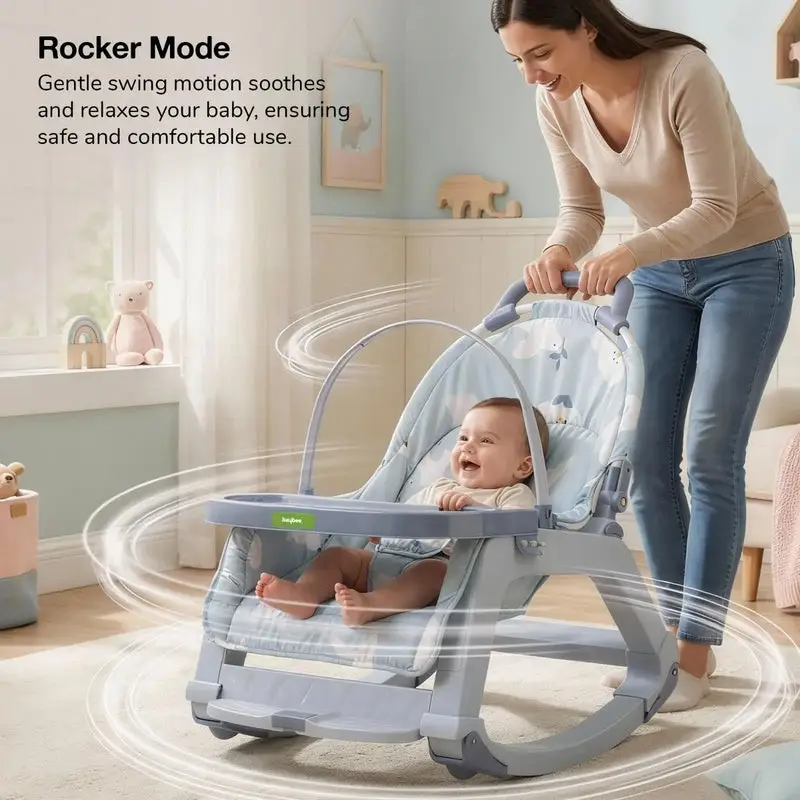 Baybee 5 in 1 Baby Rocking Chair for Kids BLUE view 2