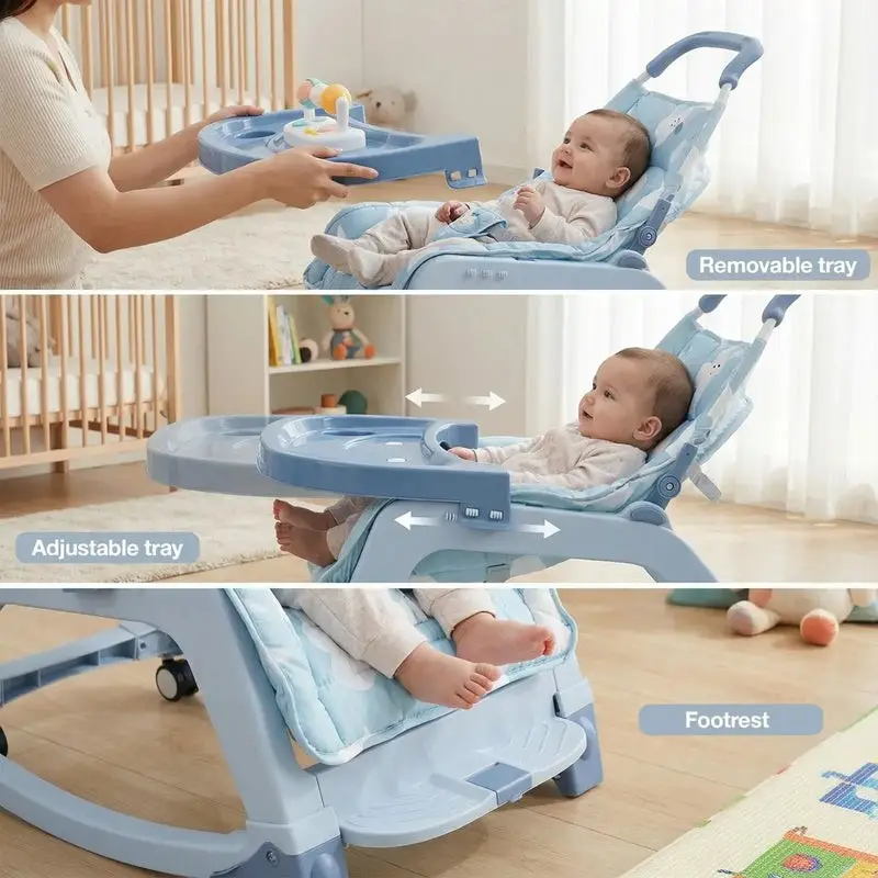 Baybee 5 in 1 Baby Rocking Chair for Kids BLUE view 5