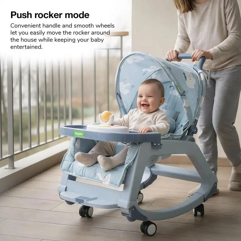 Baybee 5 in 1 Baby Rocking Chair for Kids BLUE view 9