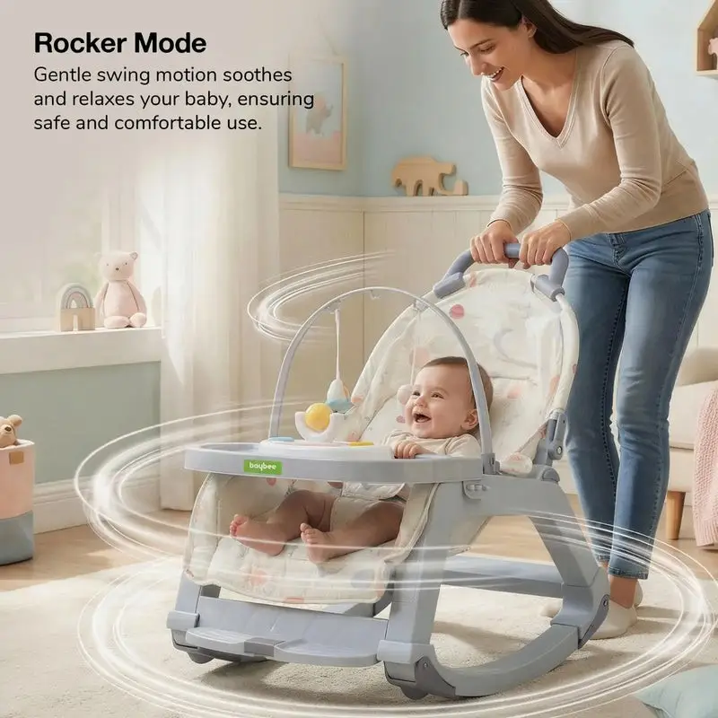 Baybee 5 in 1 Baby Rocking Chair for Kids GRAY view 2