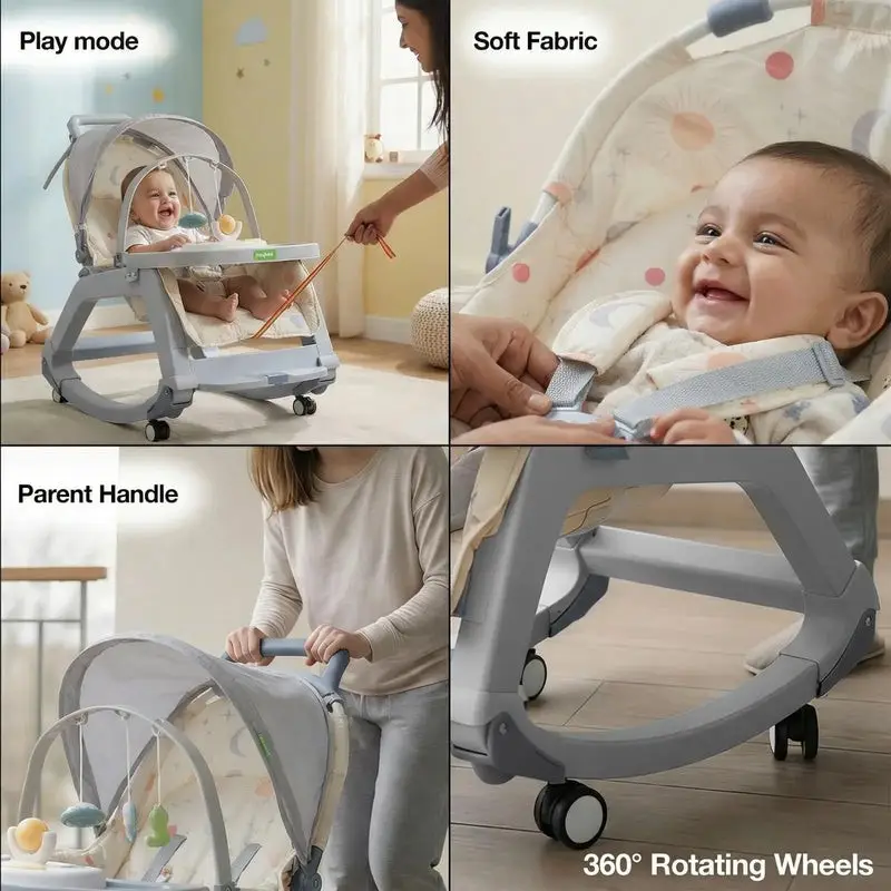 Baybee 5 in 1 Baby Rocking Chair for Kids GRAY view 3
