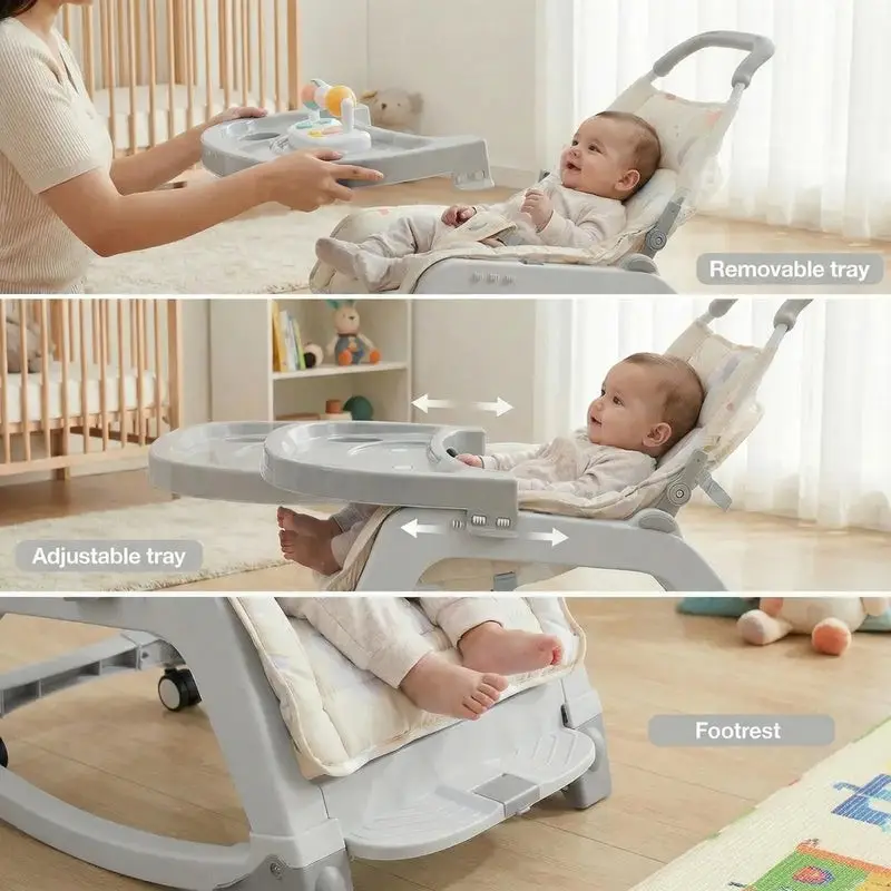 Baybee 5 in 1 Baby Rocking Chair for Kids GRAY view 4