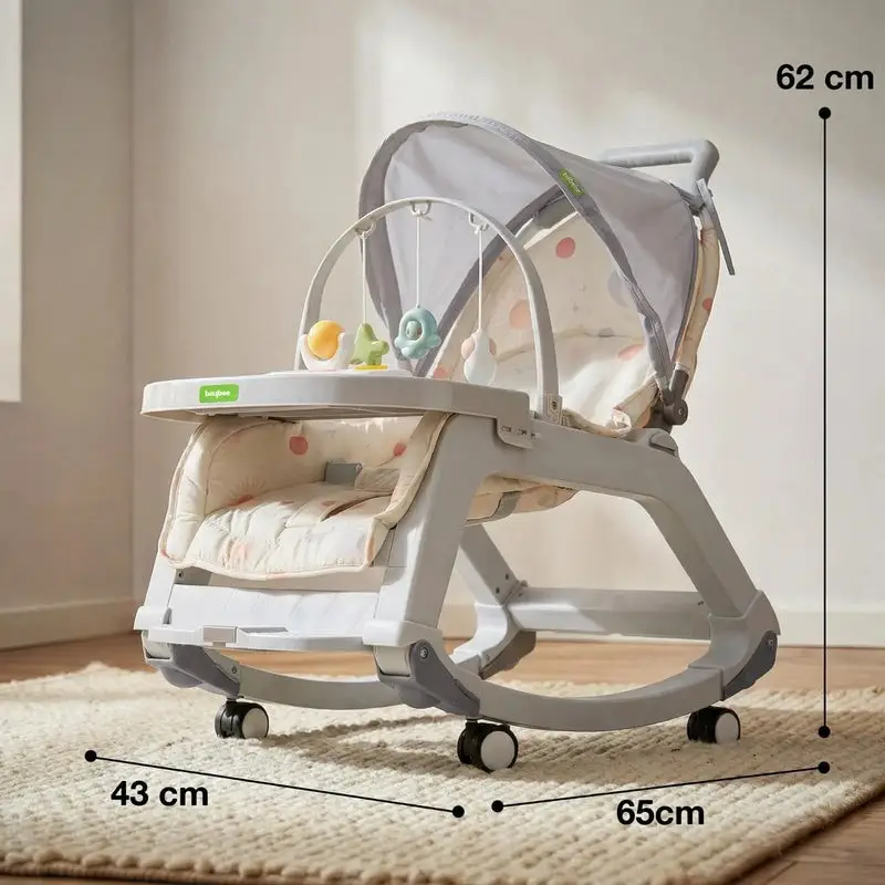 Baybee 5 in 1 Baby Rocking Chair for Kids GRAY view 7