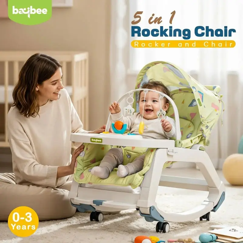 Baybee 5 in 1 Baby Rocking Chair for Kids GREEN view 8