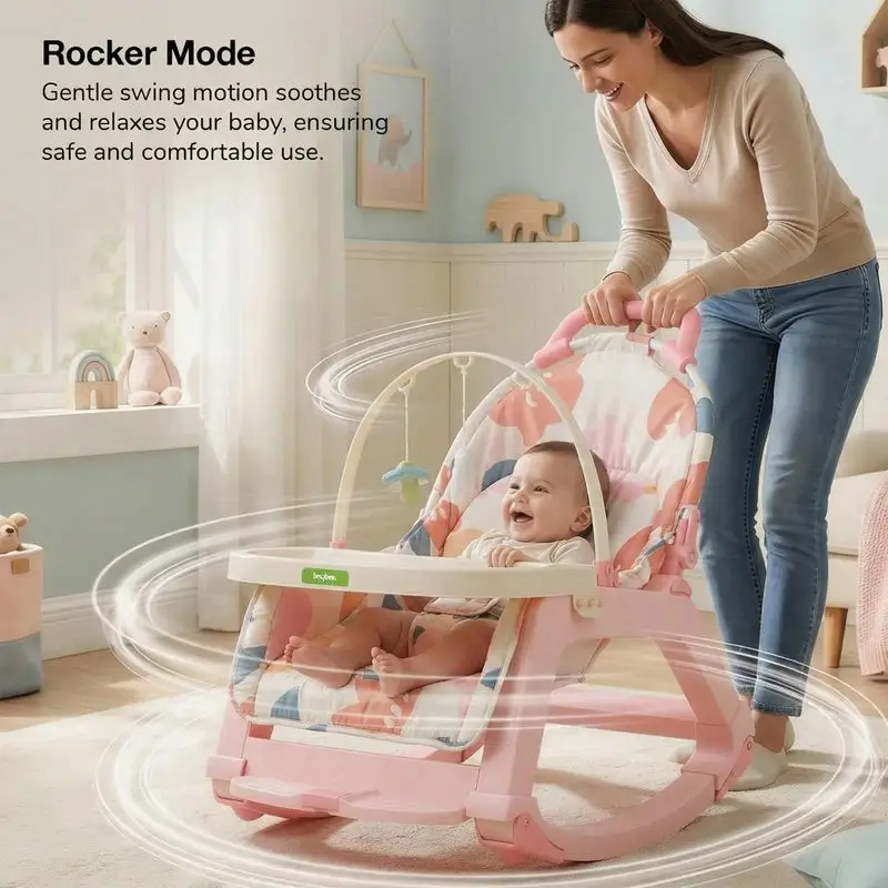 Baybee 5 in 1 Baby Rocking Chair for Kids PINK view 2