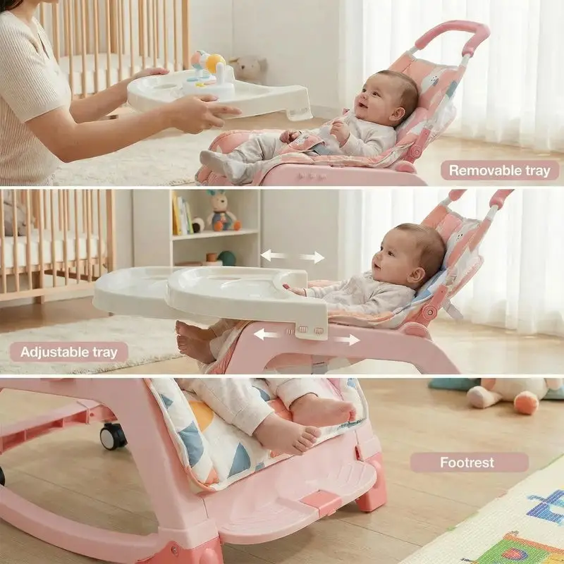 Baybee 5 in 1 Baby Rocking Chair for Kids PINK view 4