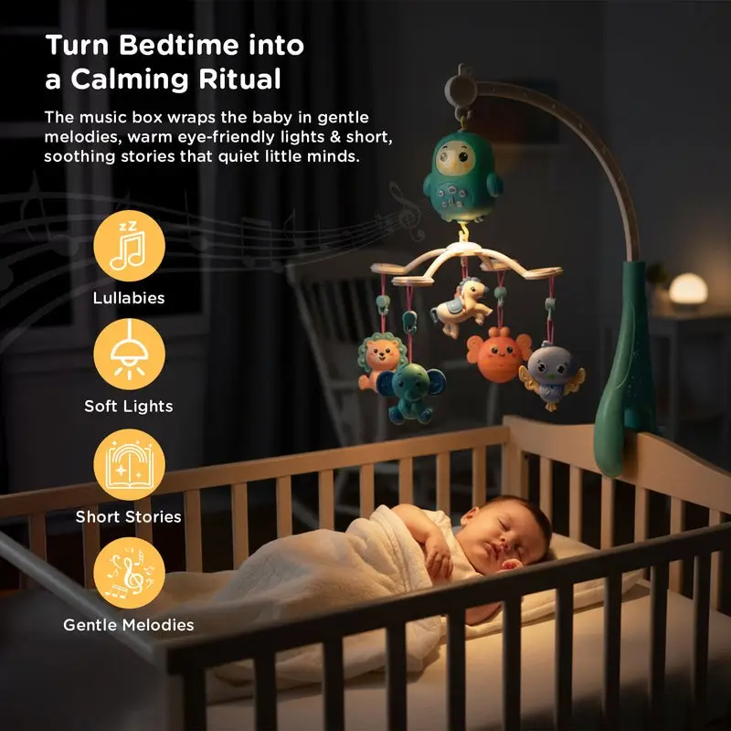 mee mee    Musical Rotating Baby Crib Mobile with Remote Control and Star Projector view 2