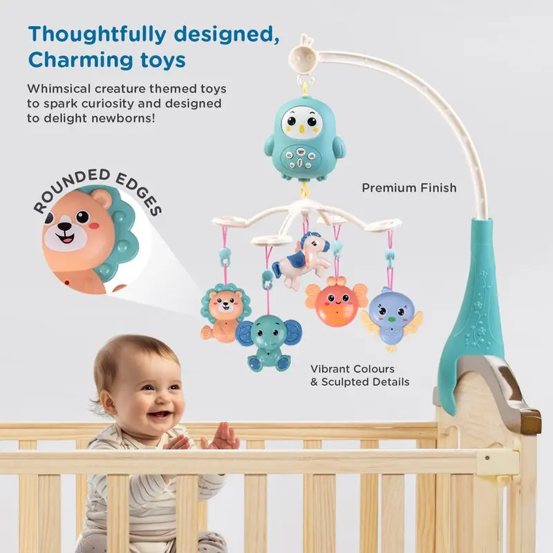 mee mee    Musical Rotating Baby Crib Mobile with Remote Control and Star Projector view 4