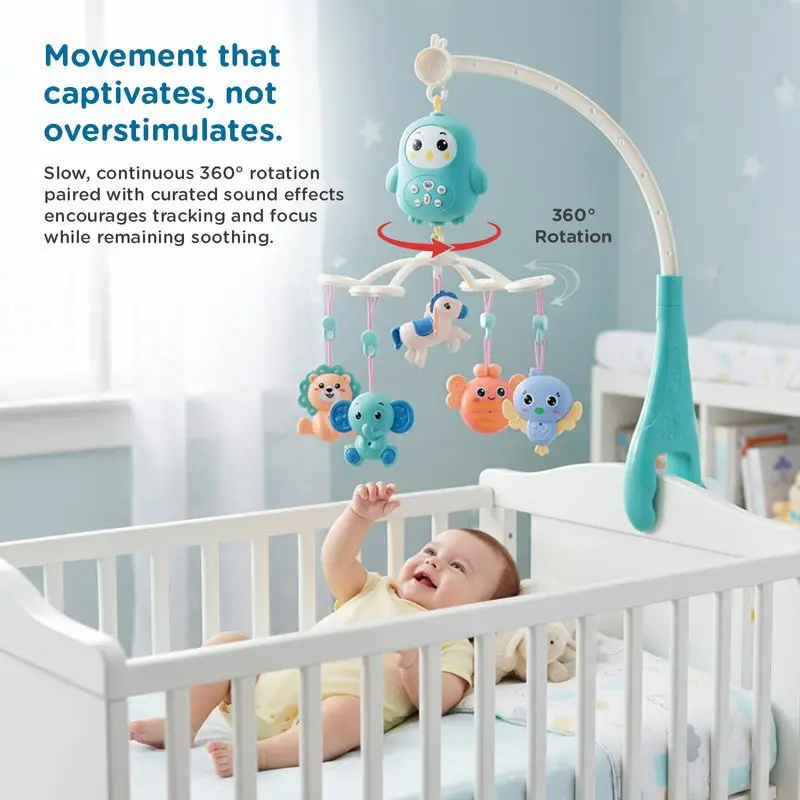 mee mee    Musical Rotating Baby Crib Mobile with Remote Control and Star Projector view 7
